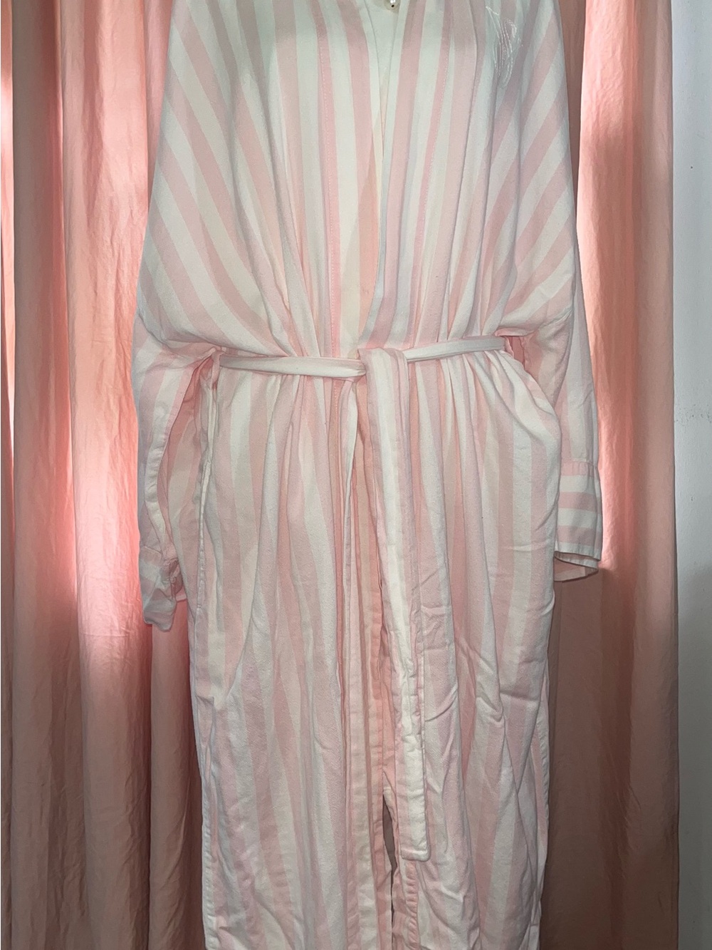 Victoria’s Secret Pink and White Striped Robe with Belt